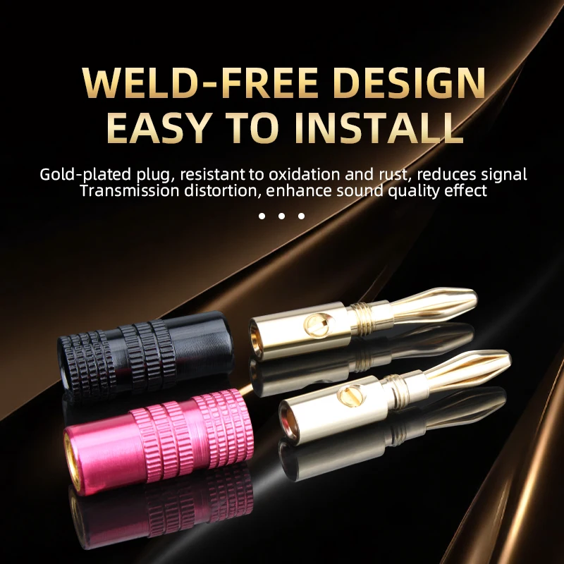 2/4/8/12pcs Pure Copper Gold-Plated Banana Plug Speaker Connection 4MM Connector Jack Matching 4mm Terminal Block