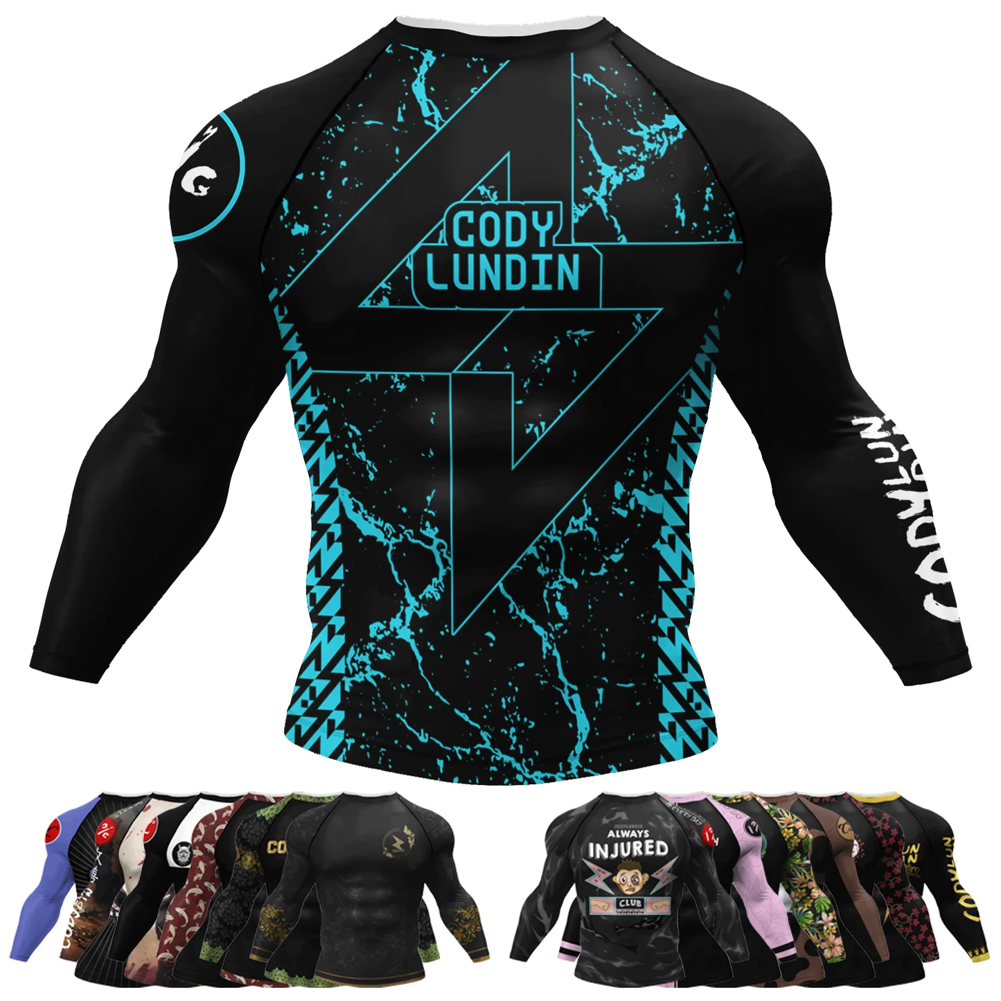 CODY LUNDIN Custom mma rashguard uv protective blouse thermal shirt male rash guard jiu jitsu long sleeve bjj jersey boxing wear