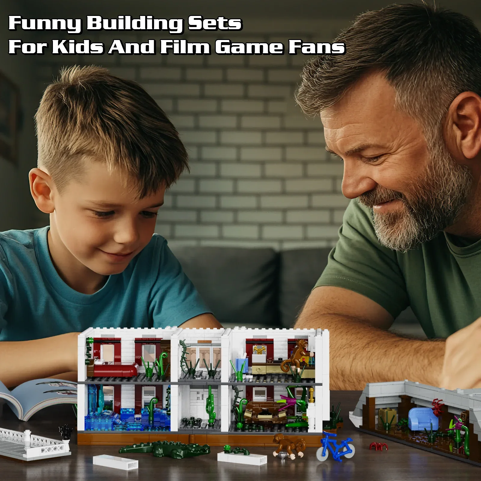 BuildMOC Braved Game House Building Kit White Apartment Palace Blocks Kids and Film Game Fans Gifts(1620 Pieces)