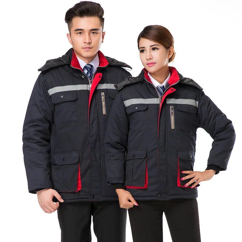 

Thiened Winter Work orm Cotton Jaet Мужское пальто Auile Repairing Engineering Work Protection Coat New Sle из полиэстера ...