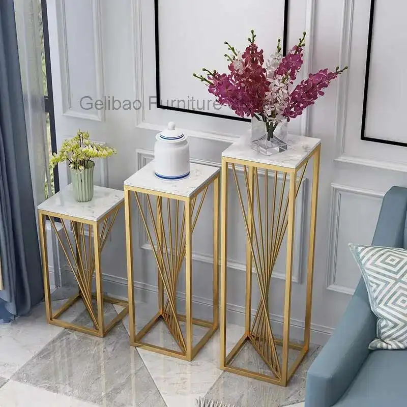 

Nordic Floor Flower Stand Simple indoor Marble Golden Pot Shelf Balcony Bonsai Epipremnum Green Vegetation Display Rack