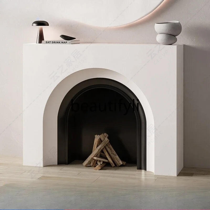 

French solid wood fireplace decorative TV cabinet household living room locker art cabinet