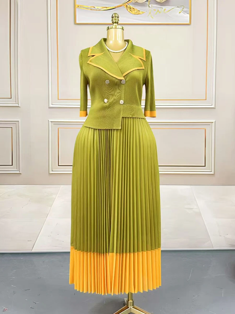 

Plus Size Woman Dresses Elegant Casual Miyake Pleated Clothing Luxury Women's Evening Dresses Long Sleeve Dress Female Ball Gown