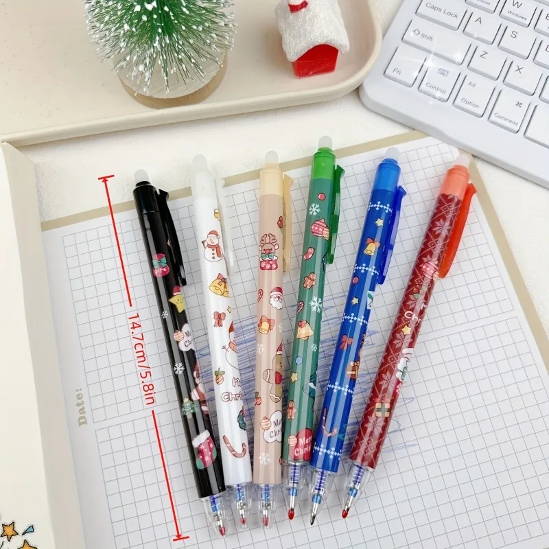 17 قطعة/المجموعة/مجموعة من قلم جل قابل للمسح لعيد الميلاد مع قيمة جمالية عالية، هدية قرطاسية للعطلات، رأس رصاصة 0.5 مم قلم أزرق أساسي