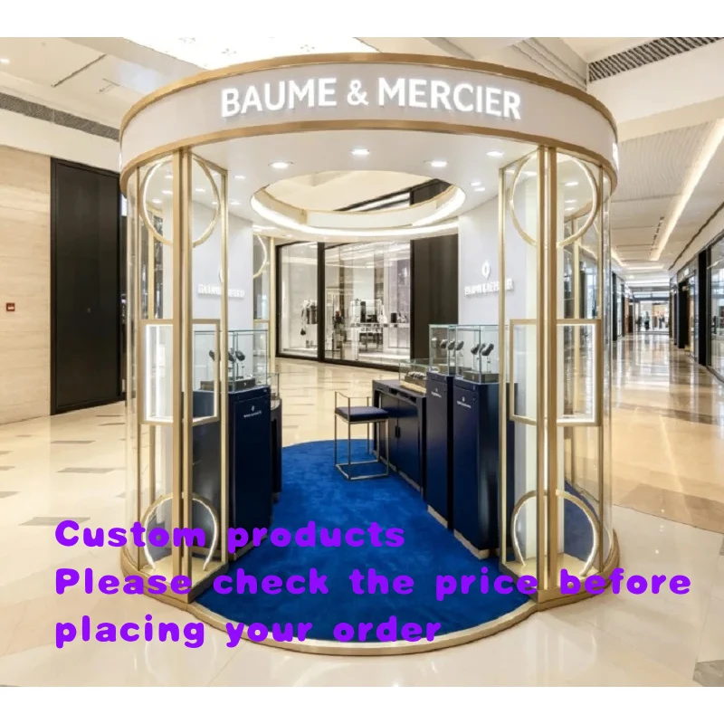 custom.Luxury Blue & Circular Watch-Up Display, Premium Glass Showcase Luxury Watch