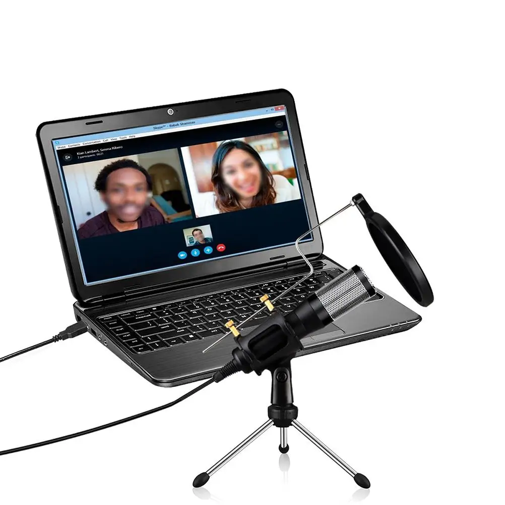 

USB Plug and Play Microphone Computer Conference Desktop Voice Chat Ultra Long Distance Microphone (Black)