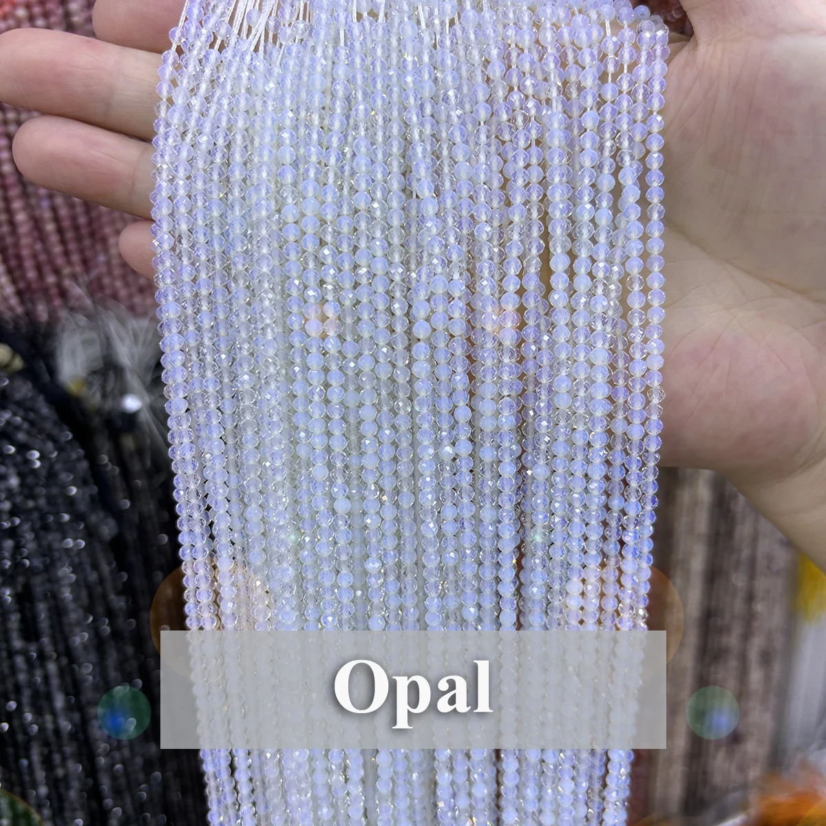 Natural Opal Faceted Beads 2 3 4mm Smooth Gemstone Loose Spacer Beads for DIY Making Bracelet Necklace Jewelry Accessories Gifts