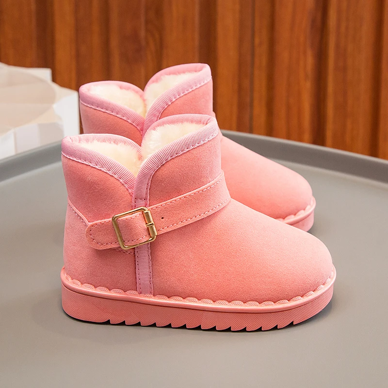 Chaussures de course coordonnantes en coton peluche pour enfants, bottes de neige imperméables, mignonnes, chaudes, à la mode, garçons, filles, hiver