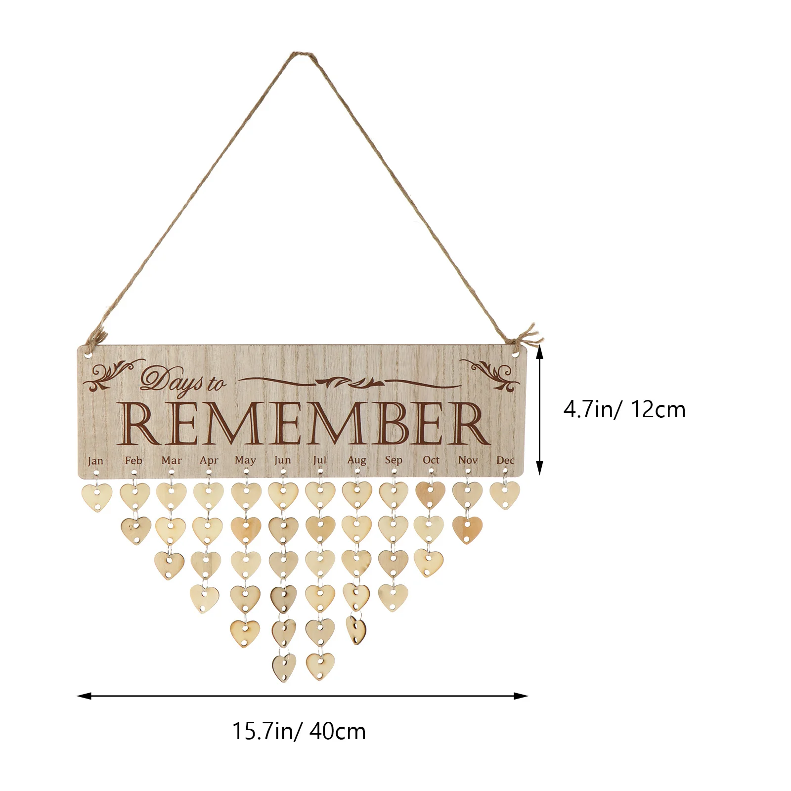 1세트 DIY 나무 달력 슬라이스 가족 생일 알림 보드 쉽게 재배치 가능한 벽걸이 장식 DIY 나무 달력
