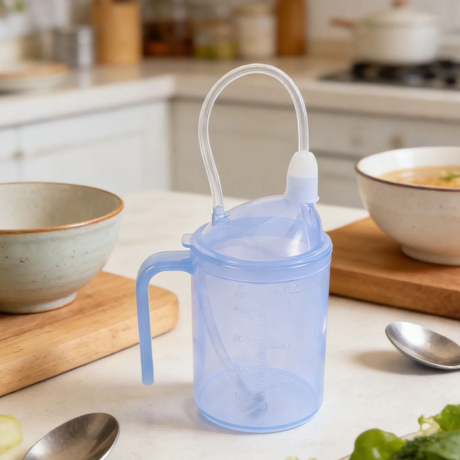 

Adult Sippy Cup Nursing Feeding Cup 450Ml Spill Proof Lightweight Choke Proof Bedside Drinking Cups for Elderly Disabled