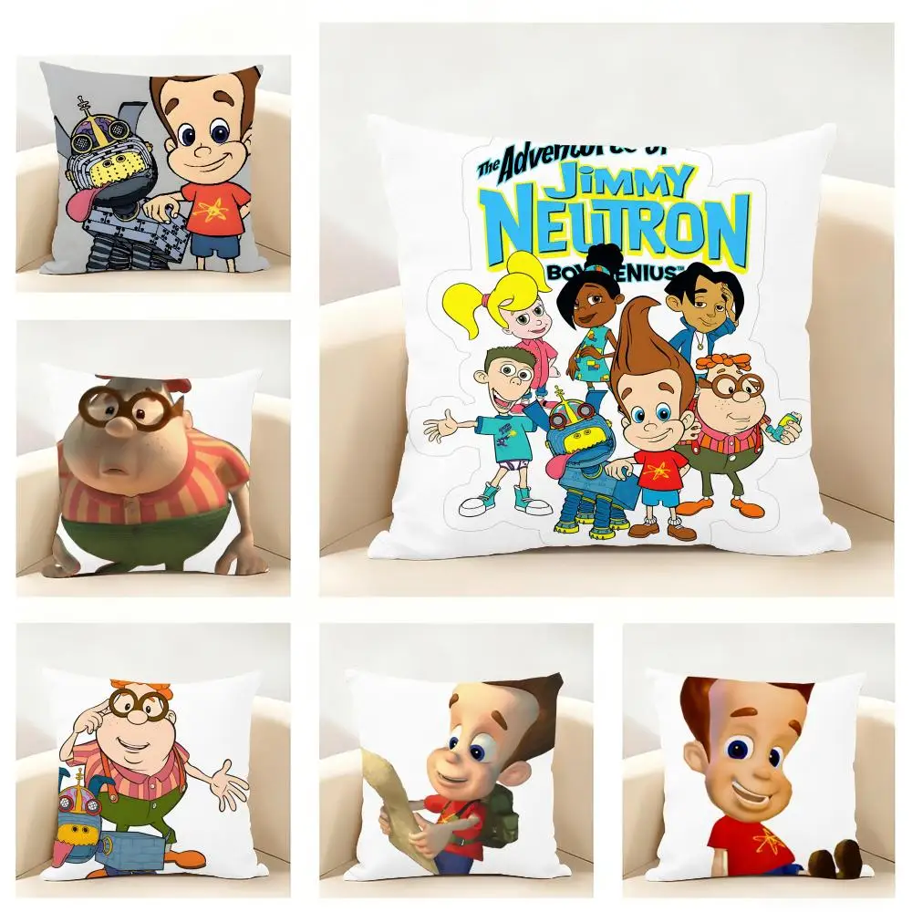 Funda de cojín Jimmy-Neutron Jimmy Genius Boy Atom, funda de lino minimalista suave para sofá, cama, decoración de la habitación del hogar