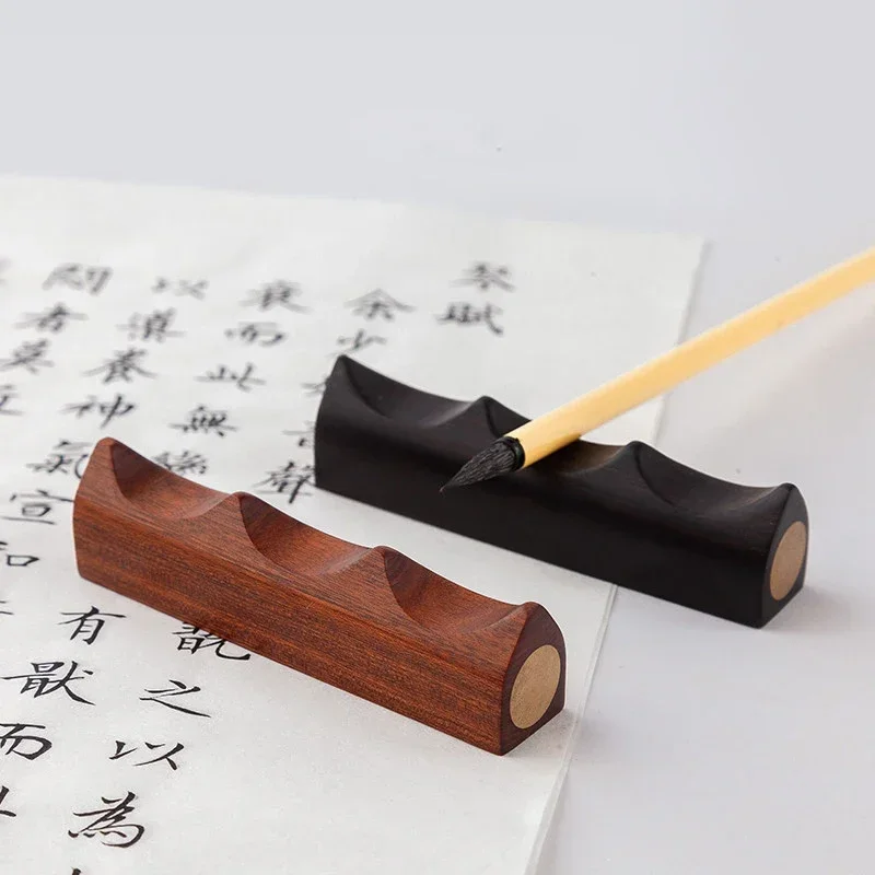 

Wooden Penholder Paperweight Chinese Calligraphy Brush Support Holder Writing Painting Pen Rest Office Supplies Desk Organizer