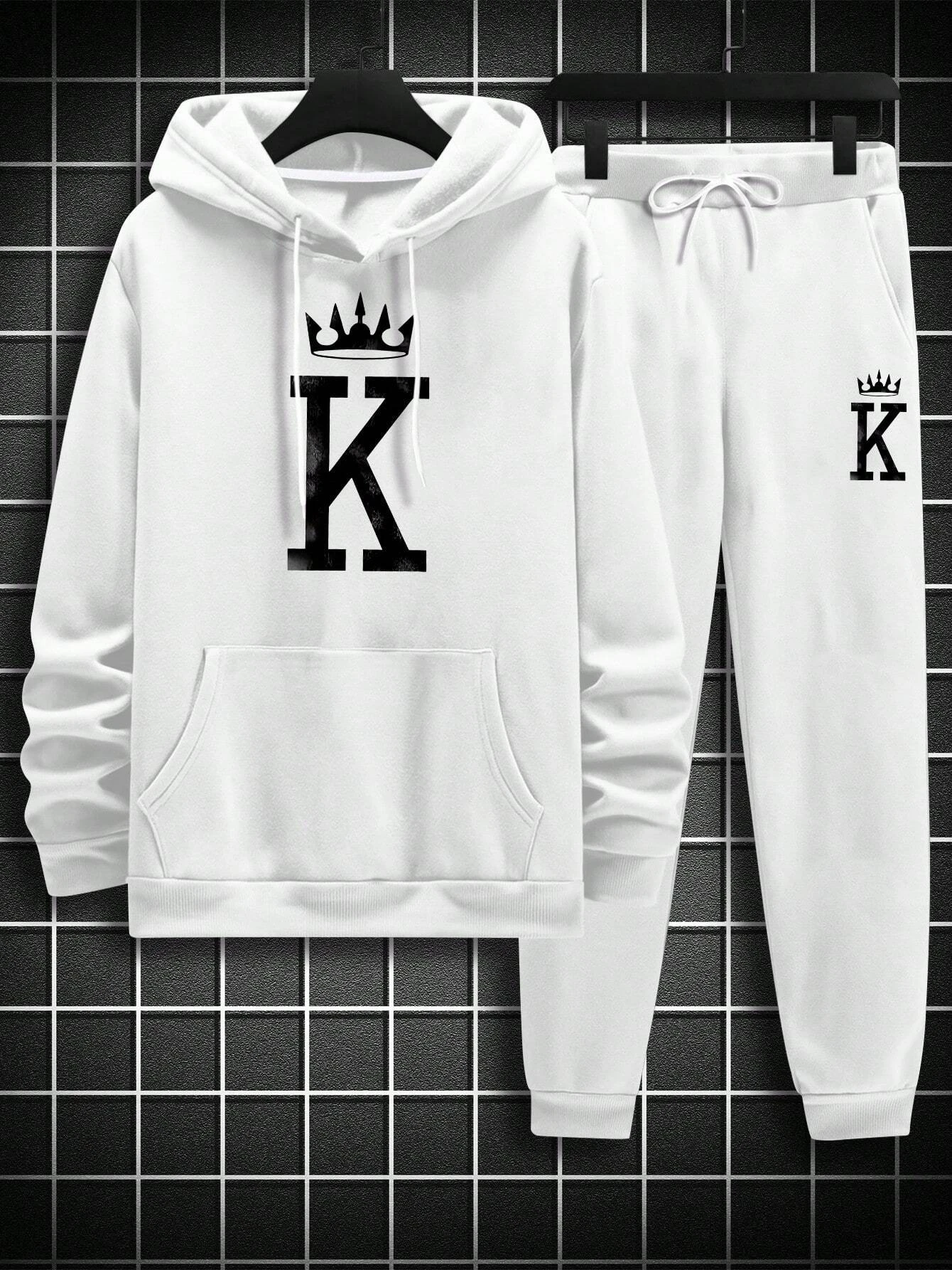 

2025-26, осенне-зимний новый мужской комплект Y2K, толстовка с капюшоном и буквенным принтом K3D, спортивный комплект большого размера, модный повседневный комплект из двух предметов, бестселлер