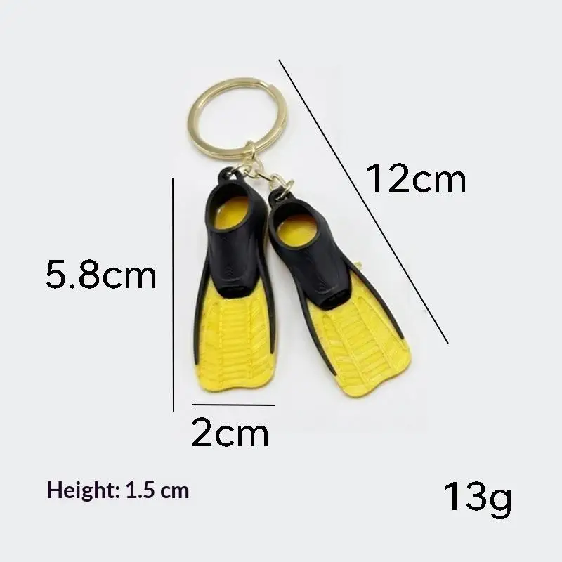 1 Stück 3D-gedruckter Mini-Tauchflossen-Schlüsselanhänger, Taucher-Geschenk, origineller Sommer-Strand-Schwimm-Anhänger für Taschen – Detail 12