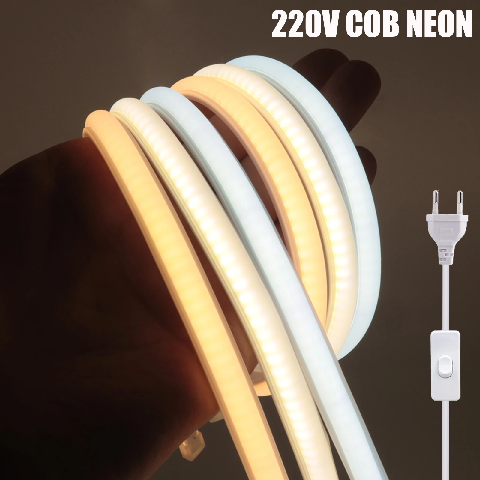 

220V COB Neon Light 288LEDs Flexible LED Strip Waterproof Outdoor Ribbon Light High Density Linear Lighting Home Decoration