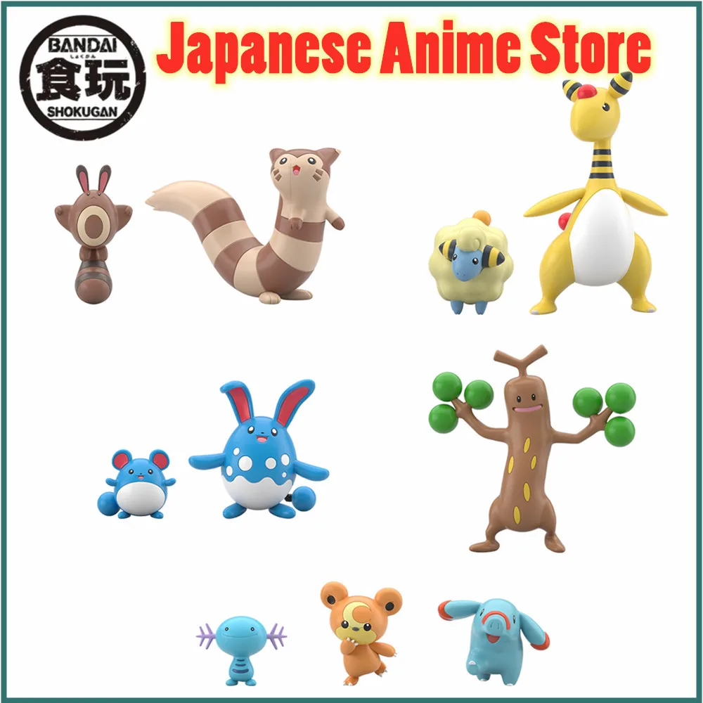 original-anime-figure-bandai-pokemon-scale-world-johto-region-sentret-teddiursa-wooper-marill-action-figurine-pvc-toys-doll