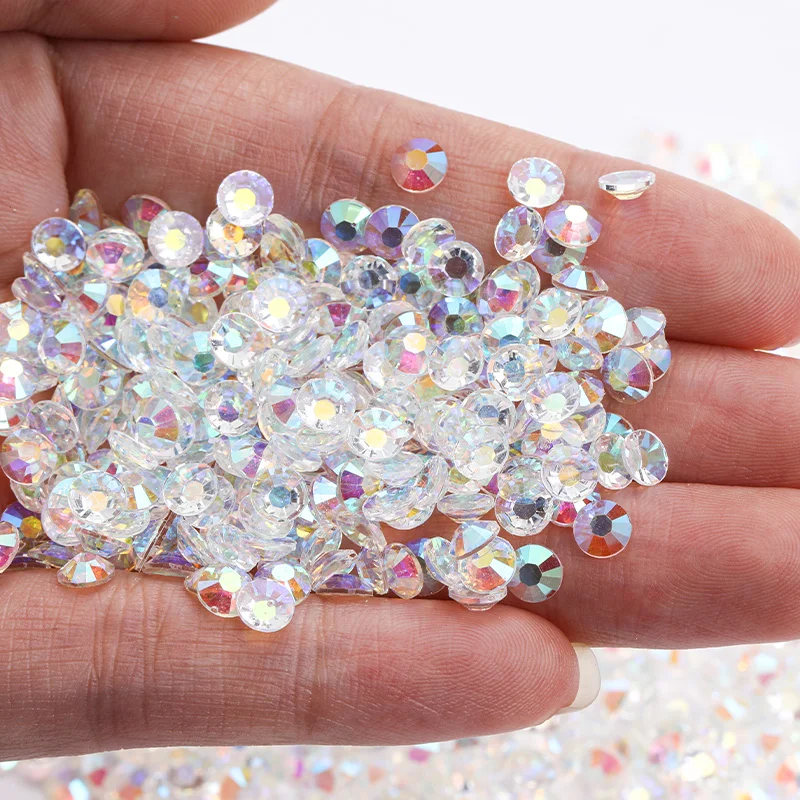 Clear Resin Crystals Flat Back Brilliant Round Rhinestones Bulk Bling Stones Glitter Gems Transparent Ab Strass No Hotfix 2-6mm