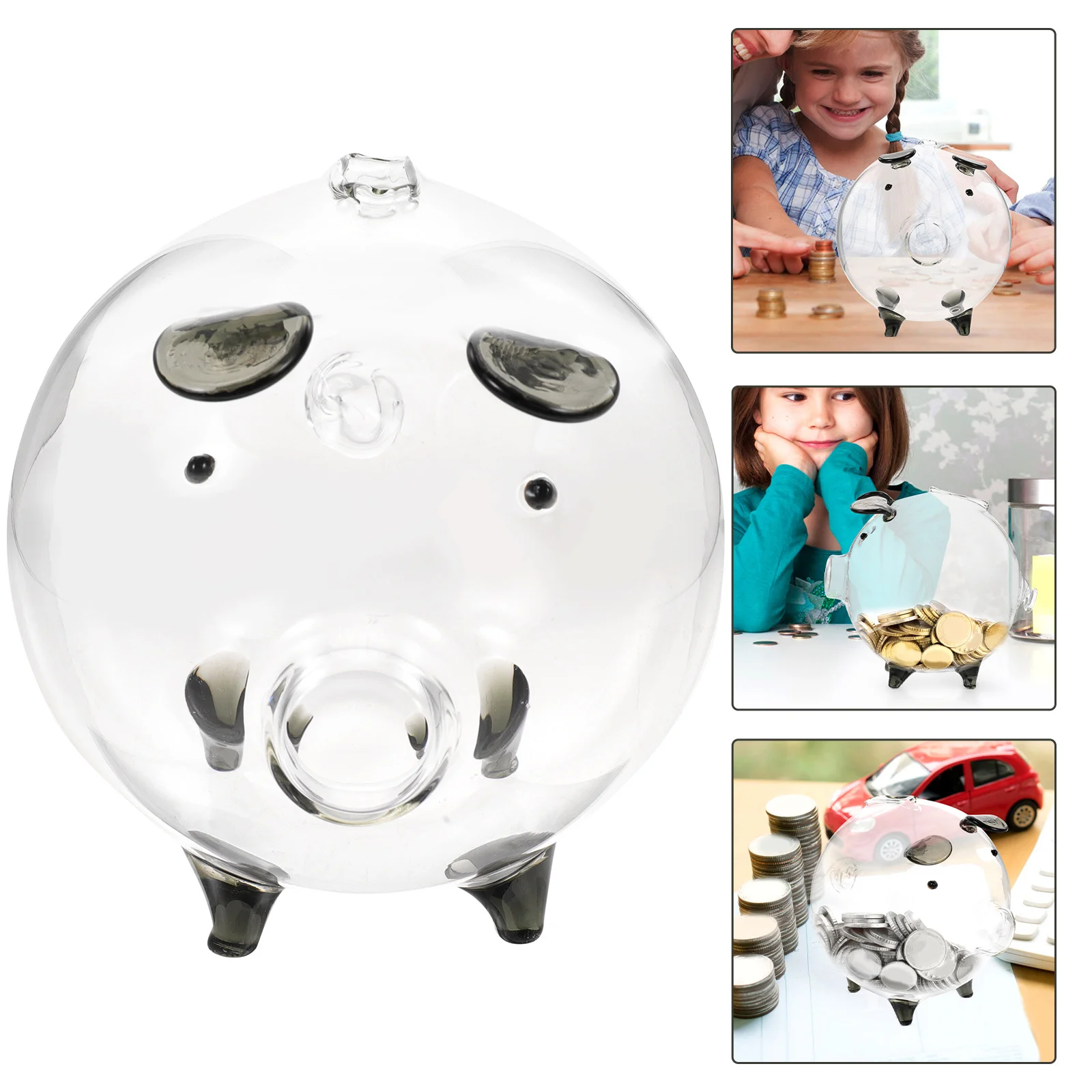 

Transparent Glass Piggy Bank Cute Pig Shape Creative Desktop Money Box Decorative Saving Pot for Gift