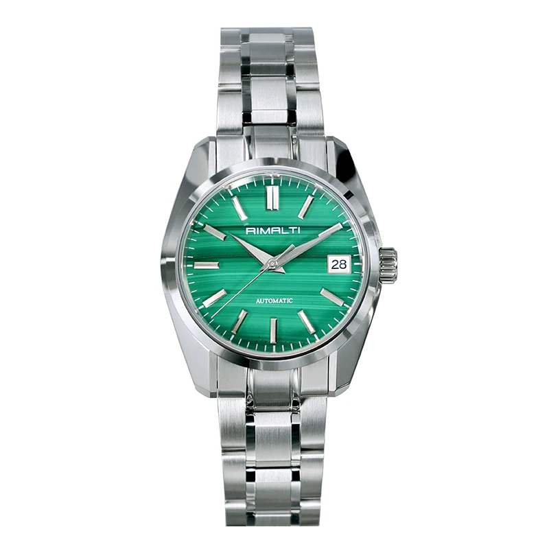 RIMALTI Malachite stone 44 Watch Mens women 36.5mm Mechanical Dress waterproof quality Business NH35 10Bar Sapphire AR glass