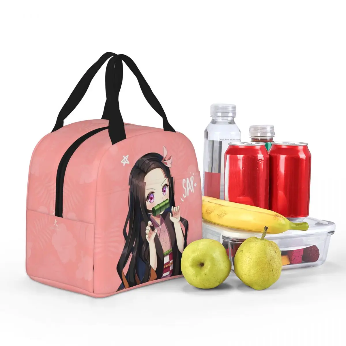 Demon Slayer Anime Nezuko Kamado Insulated Lunch Bags Cooler Bag Meal Container High Capacity Tote Lunch Box Beach Travel