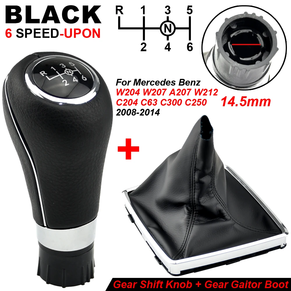 6 Speed Car Gear Shift Knob Handle Lever Shifter Stick Black Fit For Mercedes-Benz C E GLK Class W203 W209 C207 W204 W212 X204