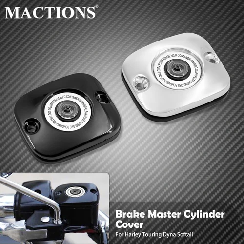 Cubierta de cilindro maestro de freno delantero cromado negro para motocicleta Harley Dyna Street Bob Softail Fat boy Breakout Touring Road King