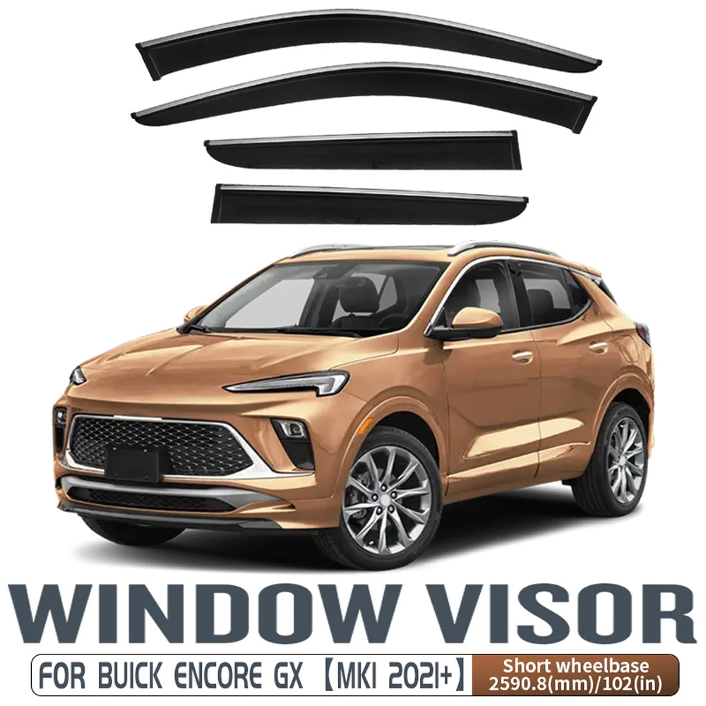 

Rain Guards for BUICK ENCORE GX MK1 2021+ Short Wheelbase Window Visor Wind Deflectors Door Visor Vent Shades Chrome Strips