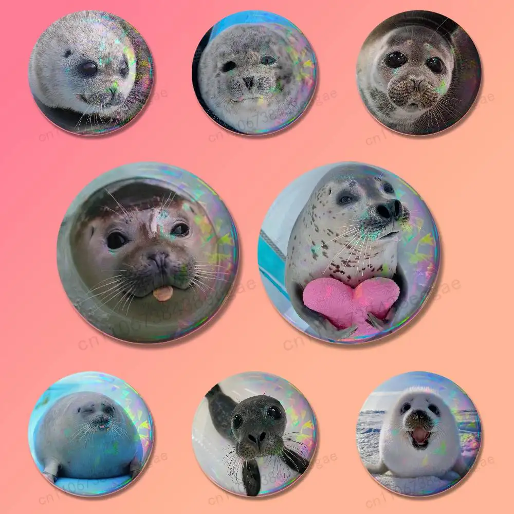 Cute Funny Seal Sea Badges 25 32 44 58 75 mm Cartoon Brooches Cosplay Pins Backpack Shoes Hat Accessories Lover Gifts