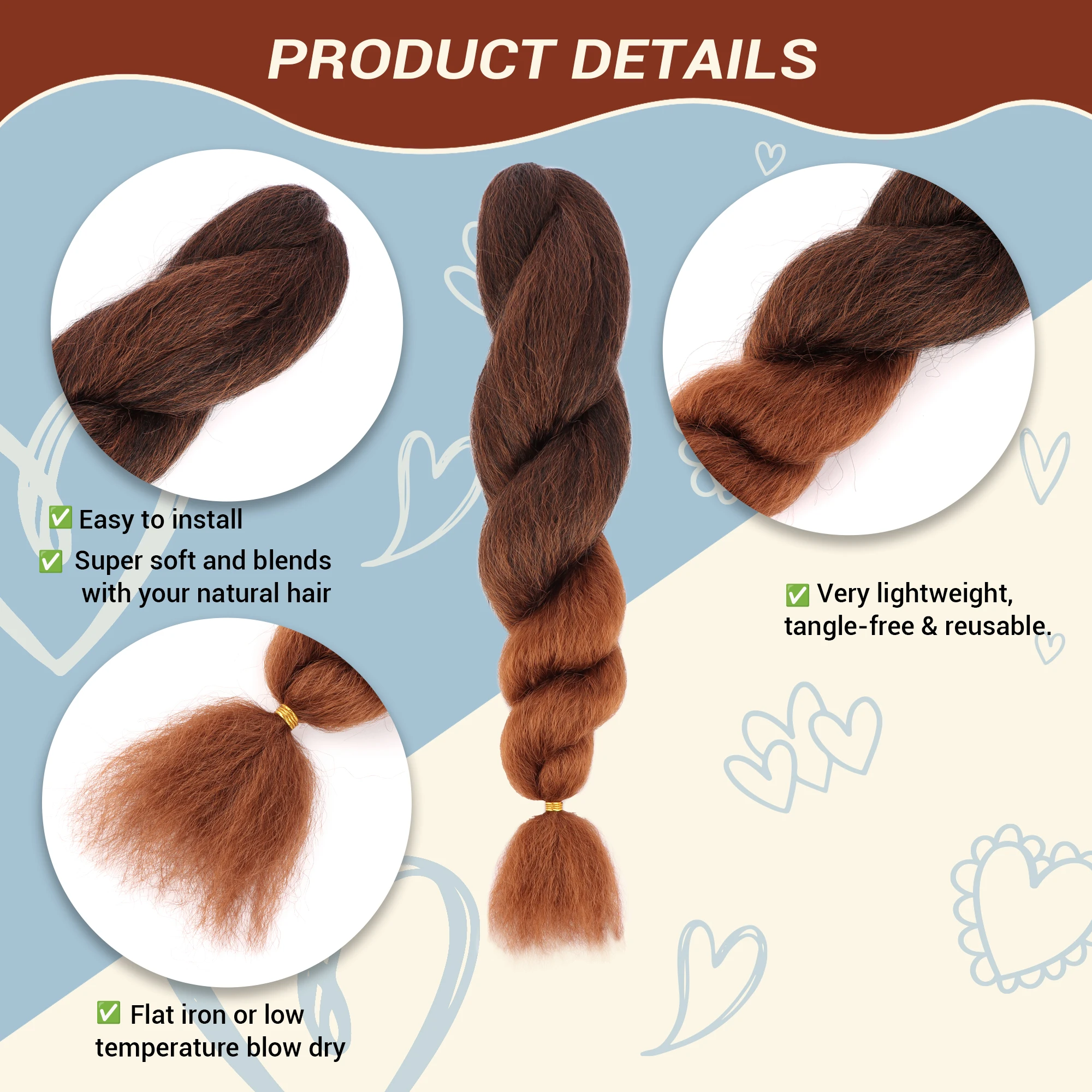 Vixen Ombre Crochet Braids Hair Extensions Kinky Curly Bulk Yaki Straight Marley Synthetic Braiding Hair for Women