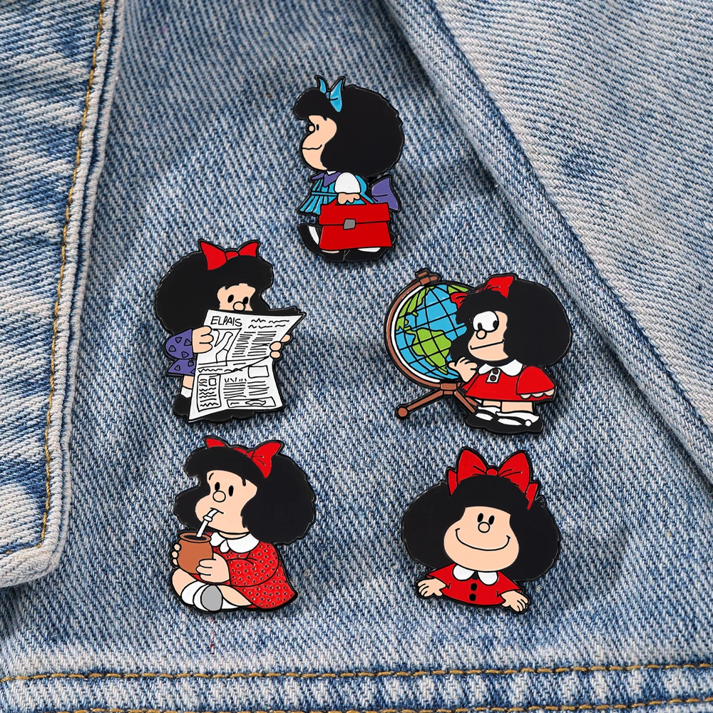 مجموعة من 5 دبابيس معدنية على شكل شخصيات كرتونية لطيفة من مافالدا، مثالية للحقائب والملابس والإكسسوارات، هدية رائعة للأصدقاء