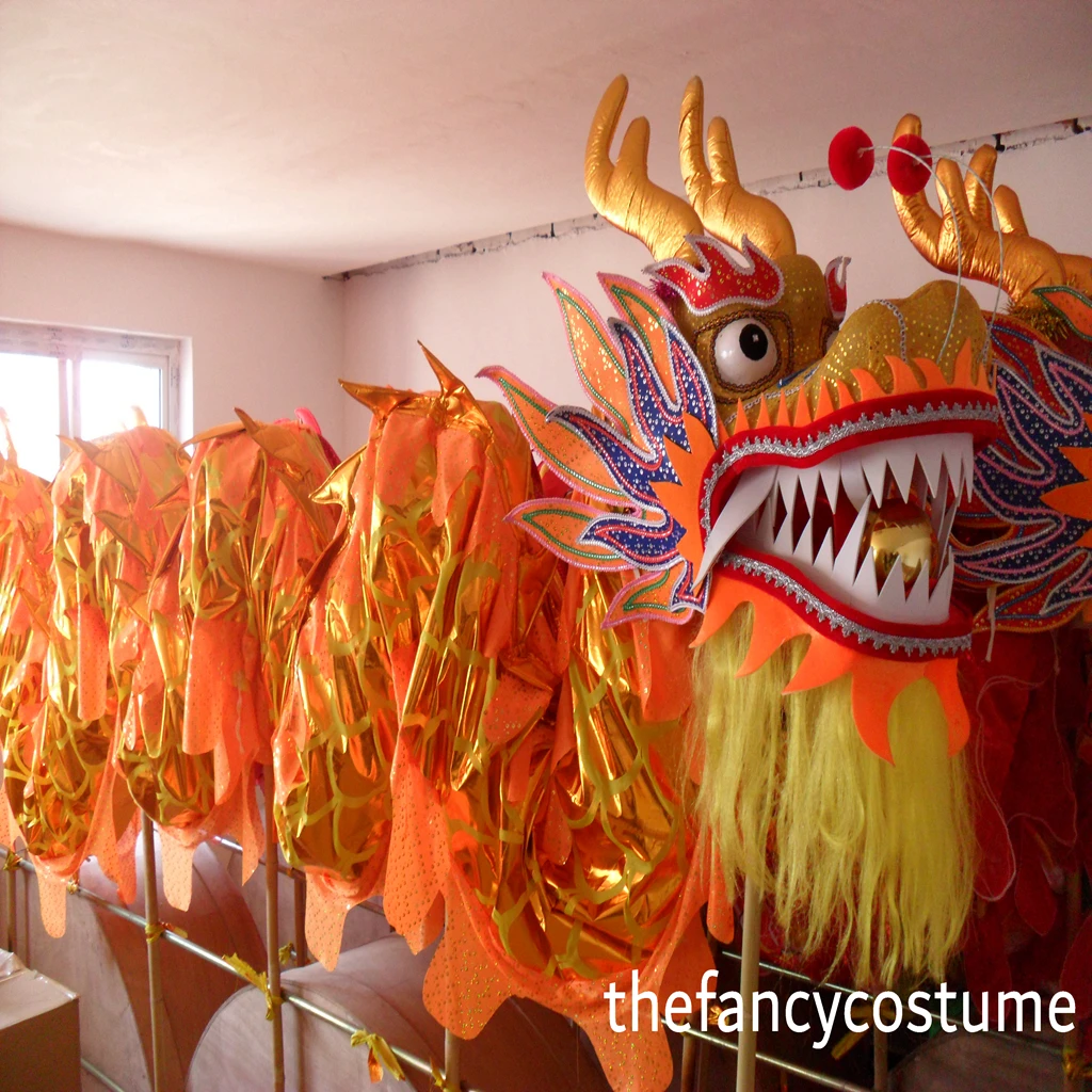 Imagem -03 - Dragão Dançarino Chinês Banhado a Ouro para Decoração de Festa Fantasia de Mascote Festival Folclórico Adereços de Palco Nacional Primavera da Primavera Adultos 18m