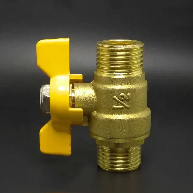 

1/2" BSP Male to Male Thread Brass 2 Way Shut Off Ball Valve With Butterfly Handle