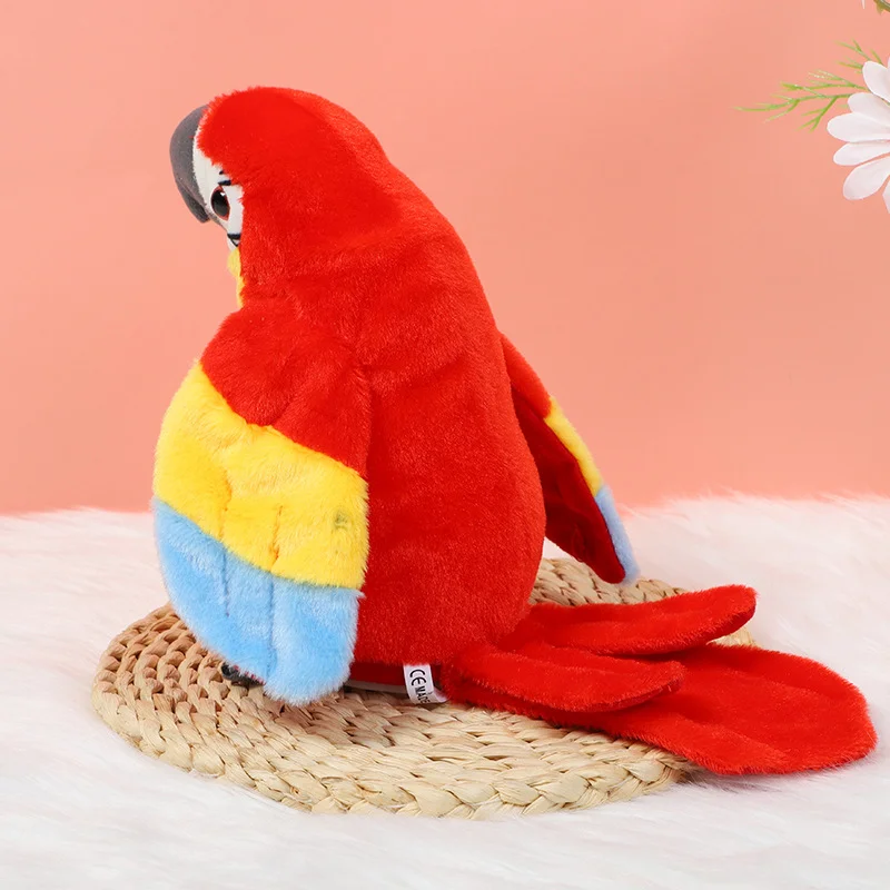 Mówiąca papuga ara, powtarza to, co mówisz, pluszowa zabawka, elektroniczny rejestrator, animowana ptak, mówiąca papuga, pluszowy zwierzak.
