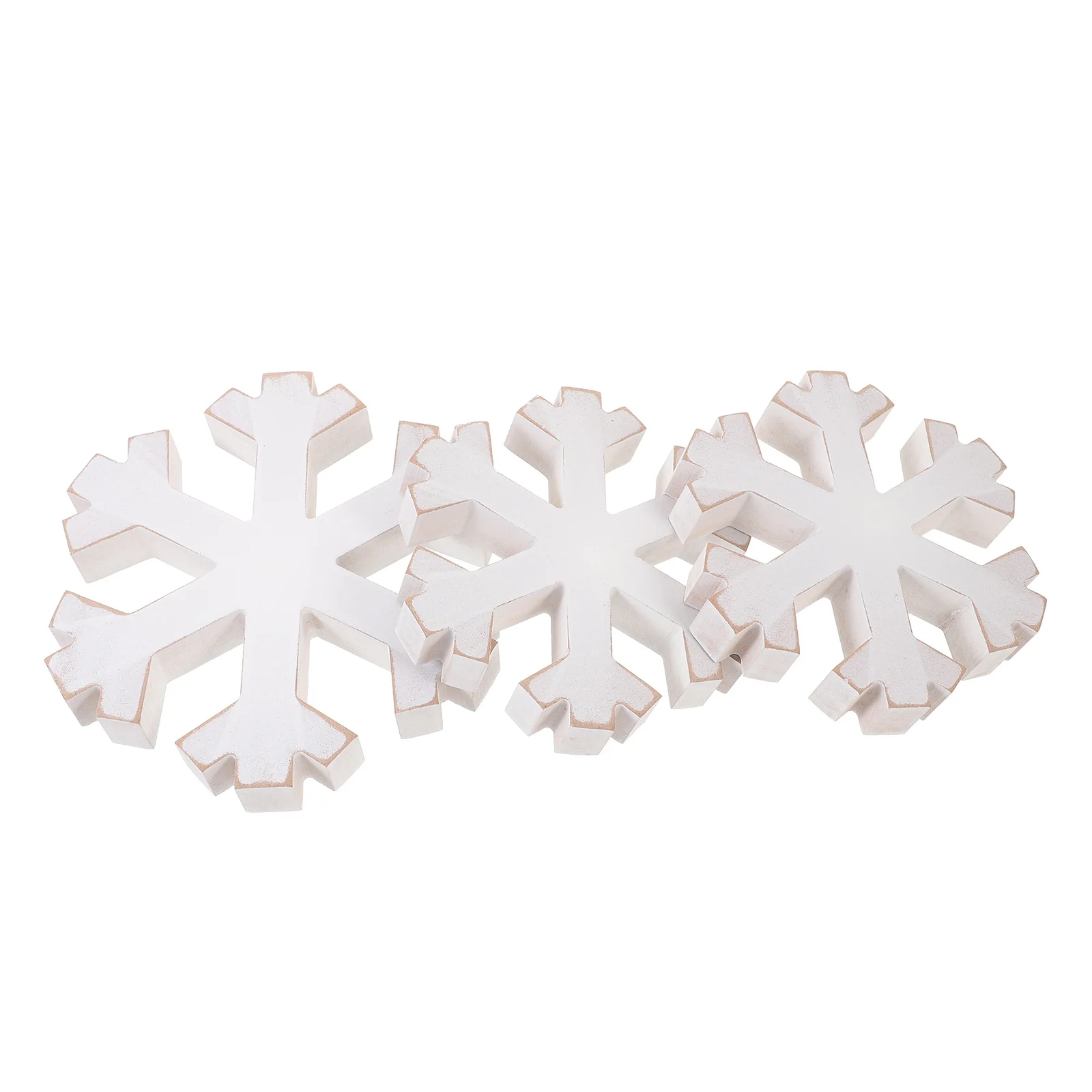 

3pcs Wooden Snowflake Decorations Christmas Tree Ornaments For Holiday Party Home Desktop Festival Decoration Xmas Craft