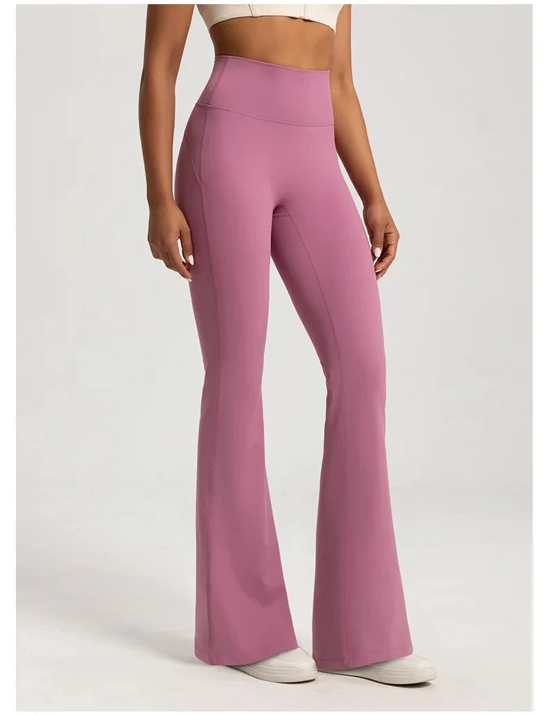 Damen High-Waist Elastische Schlaghose mit Taillenbund, Hüftstraffend, für Fitness, Yoga, Freizeit, Outdoor, Laufen – Detail 4
