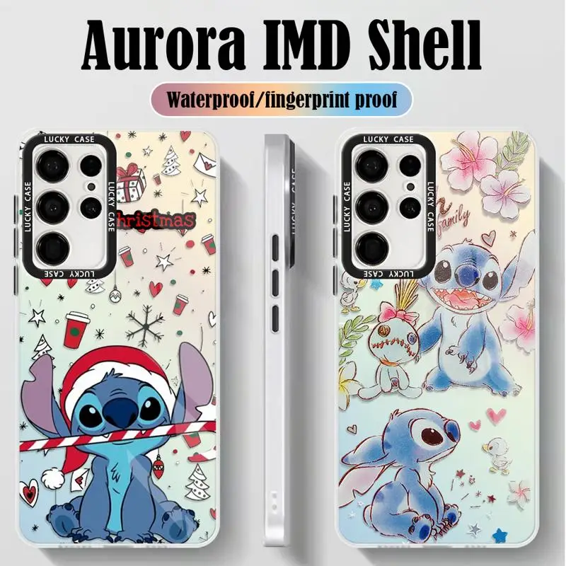 Stitch Angel Donald Phone Case for Samsung Galaxy S24 S23 Ultra S22 Plus S21 S20 FE A50 Holographic Iridescent Laser Funda