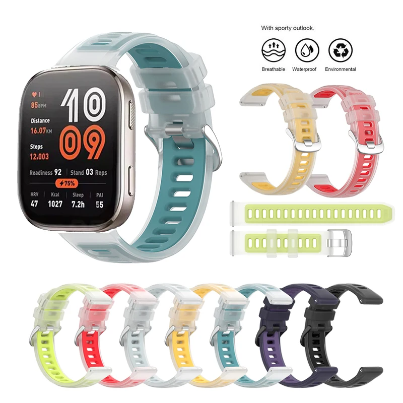 Bracelet en Silicone aux couleurs gelée, pour Huami Amazfit Bip 6/Bip 5/Bip5 Unity/Bip 3 Pro/Bip Lite S U/Active