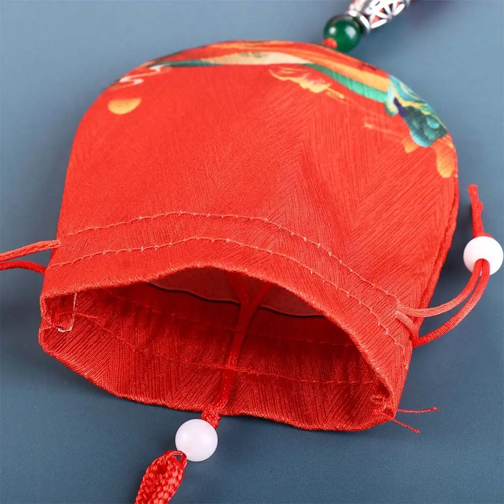 Saco de cordão estilo chinês para mulheres, borla de flores, decoração pendurada, saquinho vazio, armazenamento de jóias, bolsa