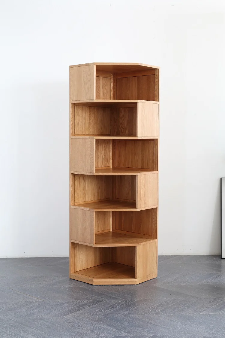 D6171 estantería esquinera de madera maciza de estilo moderno y sencillo, muebles de estudio