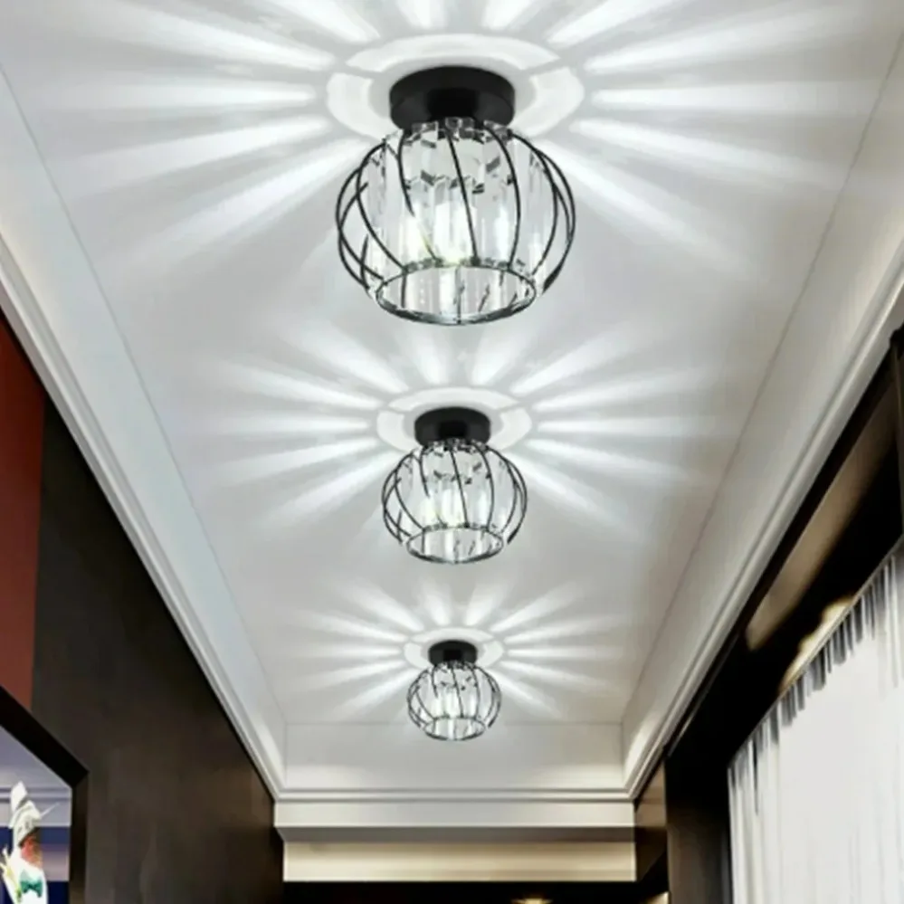 Modern minimalist luxury crystal E27 ceiling light for kitchen, dining room, corridor, dressing room, without light bulb