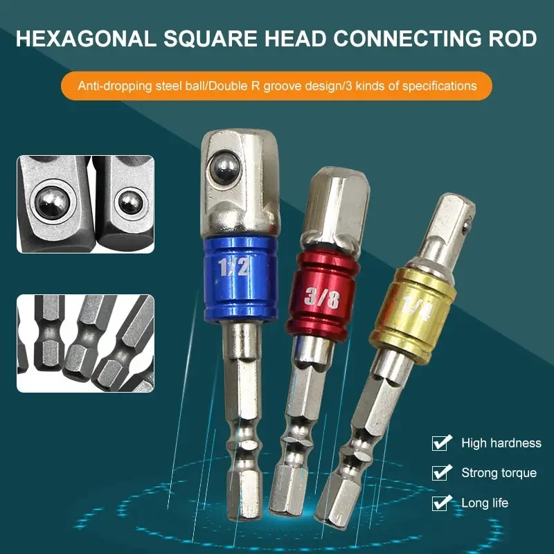 Hexagonal Handle Rotating Square Head Sleeve Connecting Rod Small 3/8 Air Batch Electric Sleeve Connecting Conversion Rod