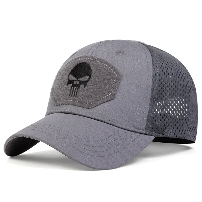 Unisex-Baseballmütze mit Totenkopf-Stickerei, atmungsaktiv, für Frühling und Herbst, für den Außenbereich, verstellbar, lässige Mütze, Sonnenschutzmütze