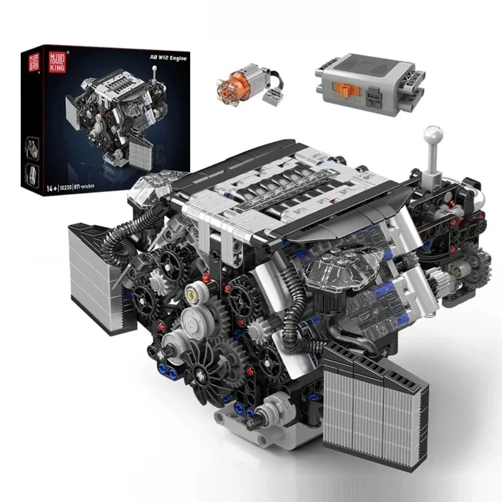 871pcs Mould King 10230 W12 Car Engine Model Bricks Kit Assembly Building Blocks Toy Technical Motor Power Stem Set Holiday Gift