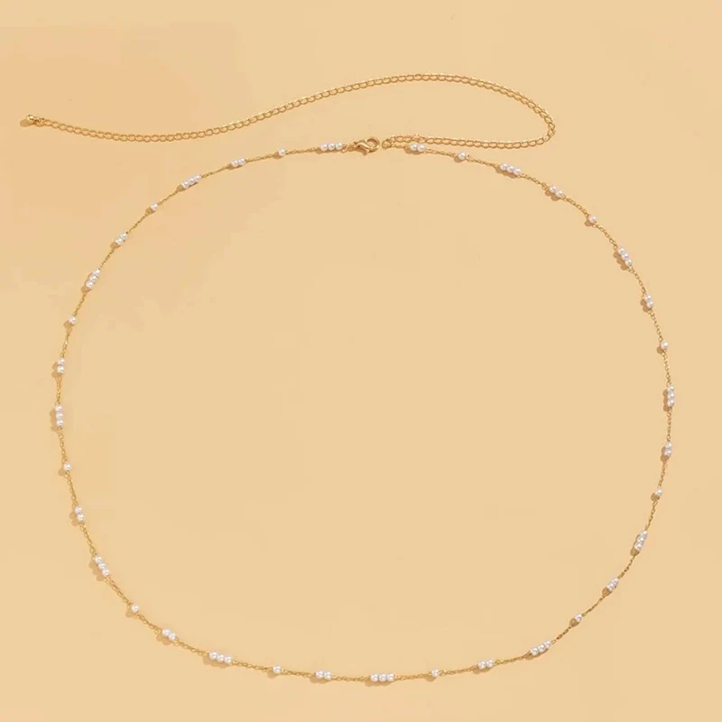 Sexy Vintage Belly Pearl Chain Body Chain Waist Chain Belt Streetwear Summer Women Fashion Body Jewelry Y07