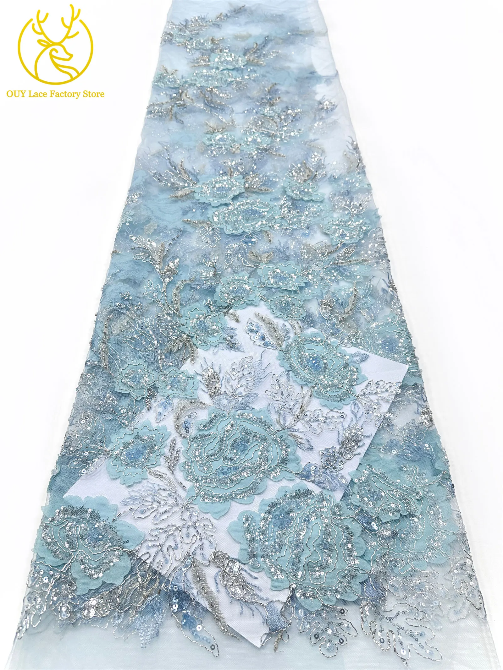 Modische Elegante Französische Brautkleid-Spitze mit Stickerei und Perlen 2026 Hochwertige Nigerianische Afrikanische Pailletten-Spitze für Hochzeitskleider – Detail 21