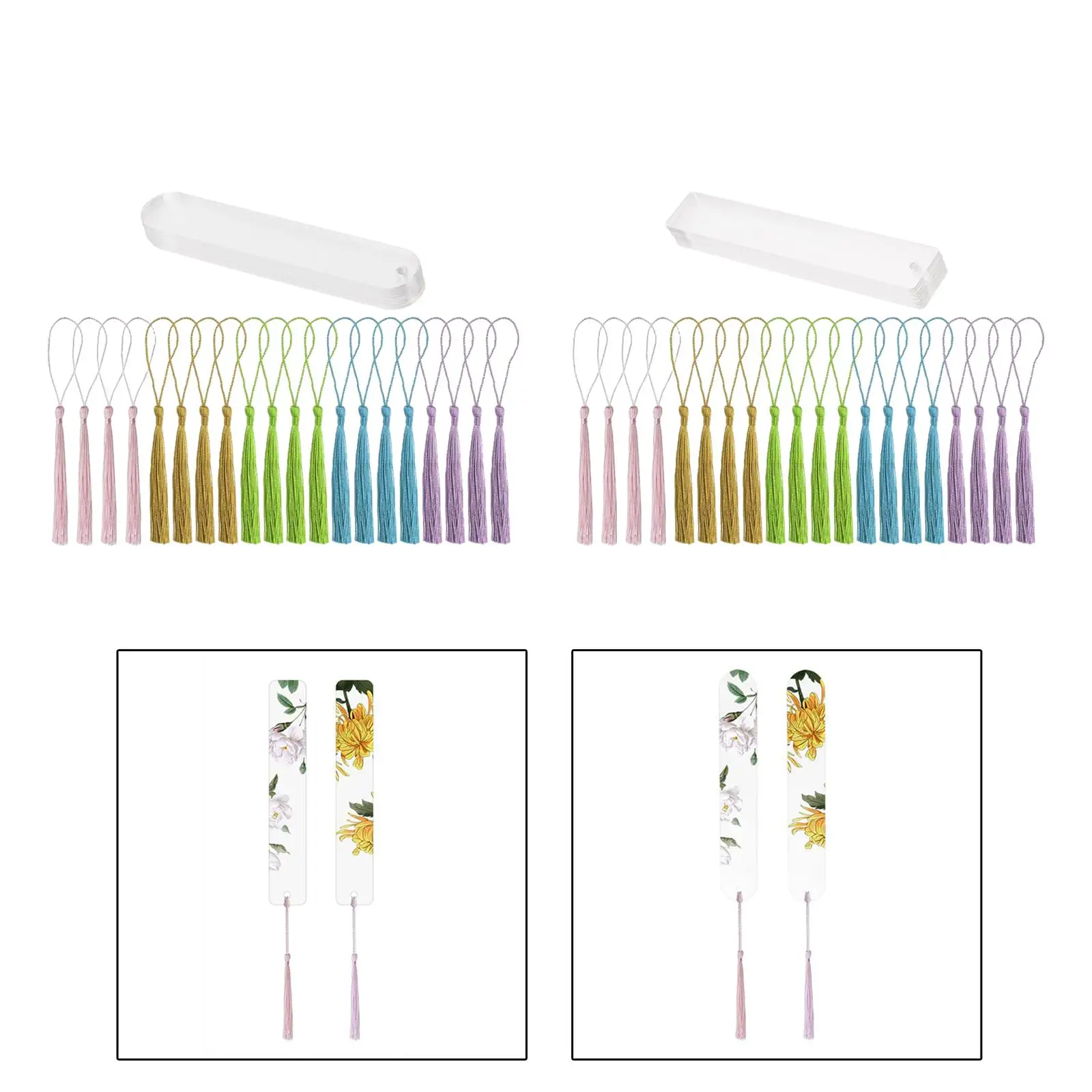 구멍이 있는 아크릴 술 책갈피, 공예품 선물 태그, 투명한 책 마커, 장식 장식품, 파티 행잉, 20 개 