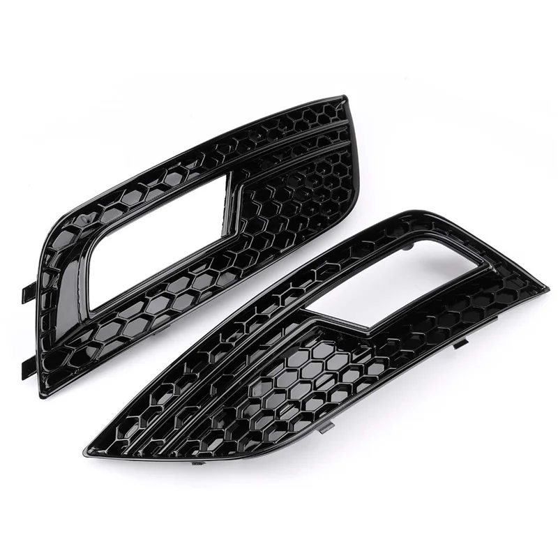 

Front Bumper Honeycomb Grill Fog Light Cover For 2013-2016 A4 B8.5 S-Line S4 Black 8K0807681 8K0807682 Replacement-A61E