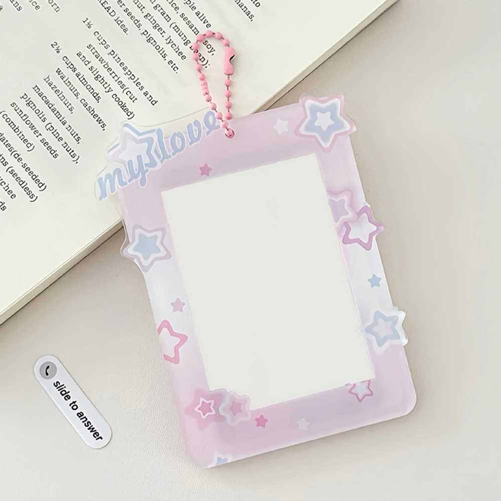 Cute Sweet Photo Frame Cartoon Acrylic Star Card Sleeve Kpop Idol Photo Protection Card Display Pendant Photo Holder Bag Pendant