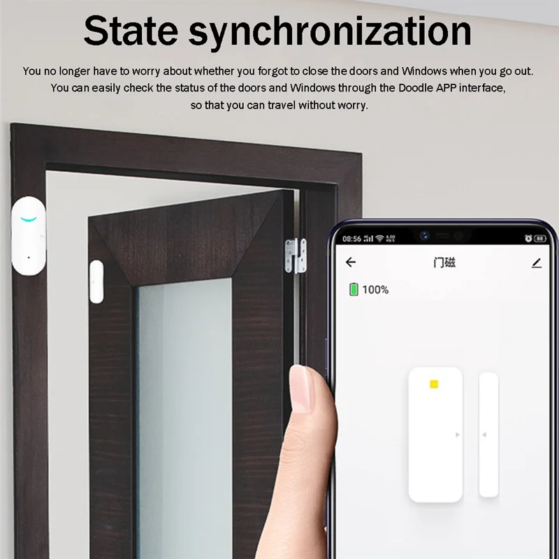 A24U สมาร์ท Wifi เครื่องตรวจจับแม่เหล็กประตู Wifi เซ็นเซอร์ประตูและหน้าต่างประตูสวิทช์แม่เหล็กนาฬิกาปลุก Anti - Theft Alarm Sensor