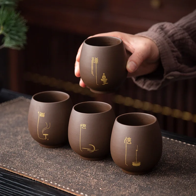 

Фиолетовая глиняная чайная чашка, маленькая мастерская, одна, большая чайная чашка кунг-фу, персональная чашка для воды zen, просветляющий канал